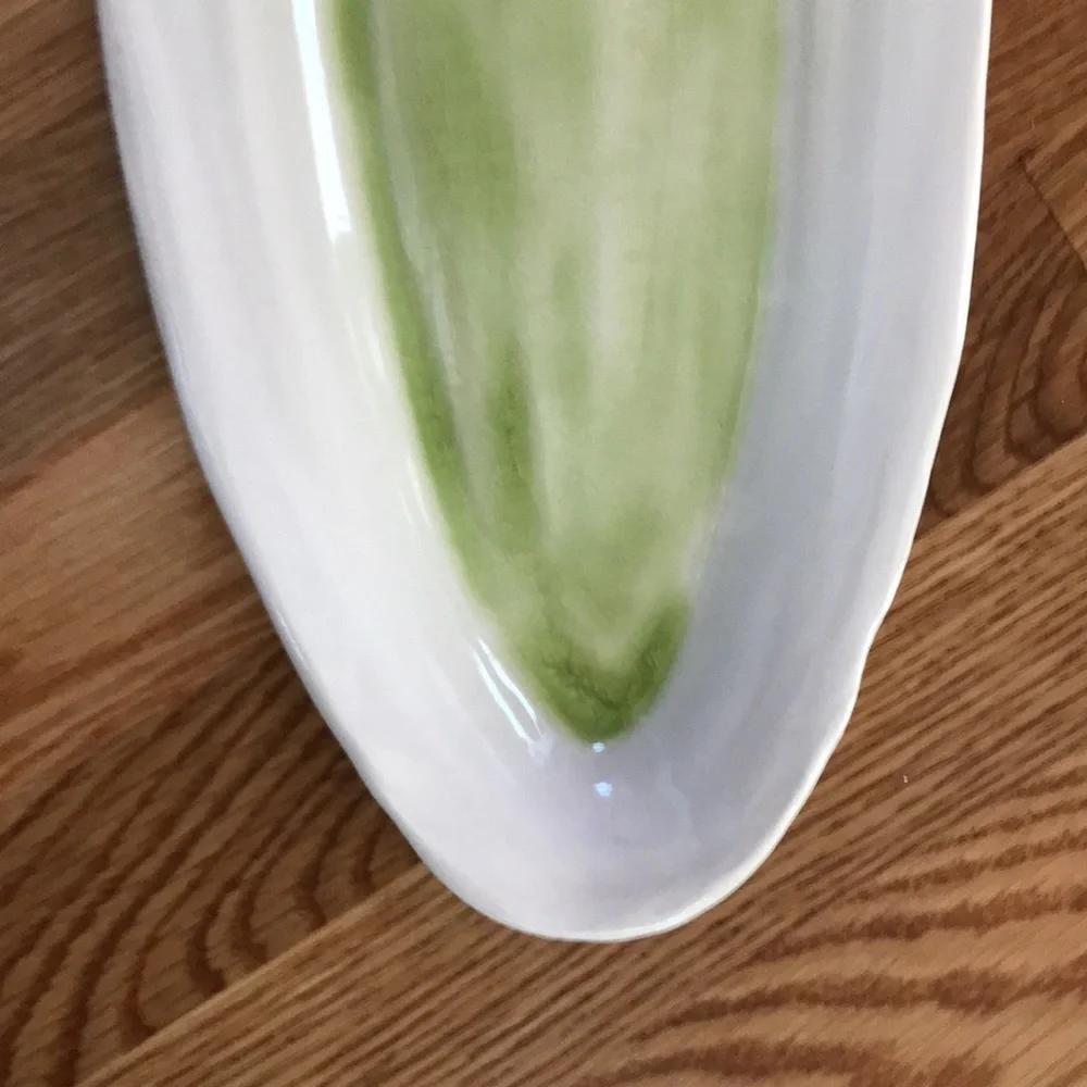 NWT Anthropologie Terrain Signed Handmade Chartreuse Fish Platter